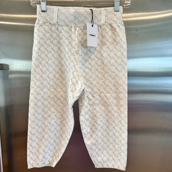 NWOT Miaou Oat Harley Capri Logo Beige White Legging Monogram Cropped - Picture 3 of 15